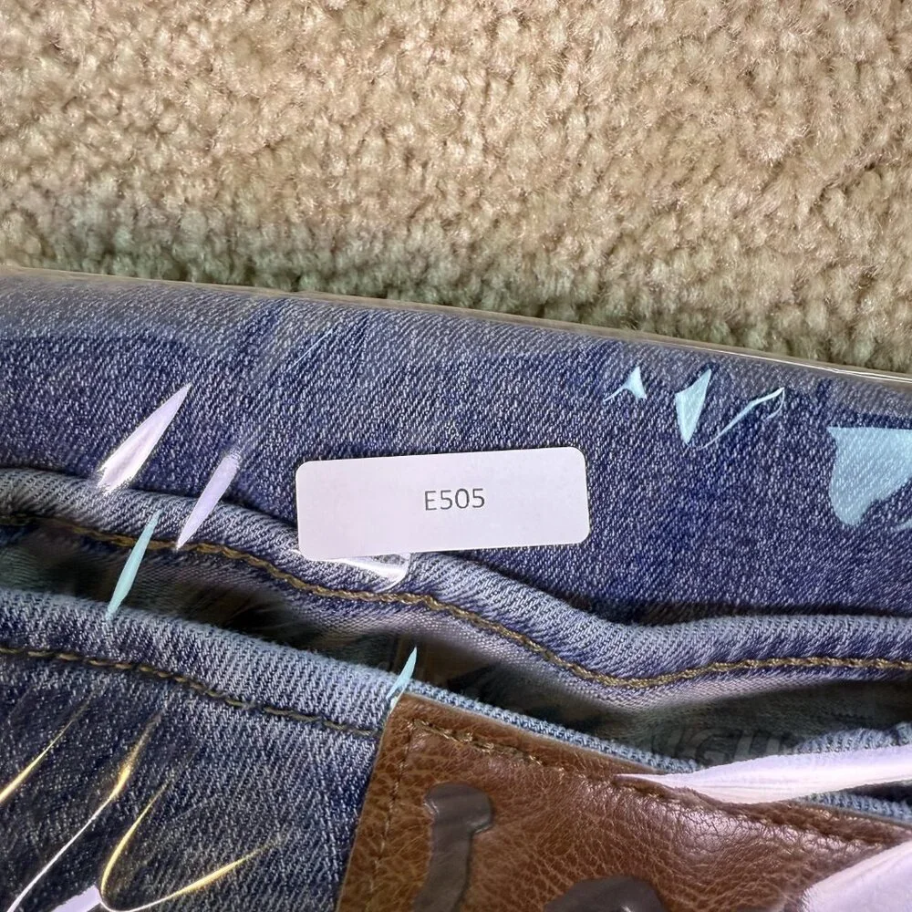 Lee Slim Straight Leg Mid-Rise Blue Denim Jeans Men's Size 28 x 27 Western E505